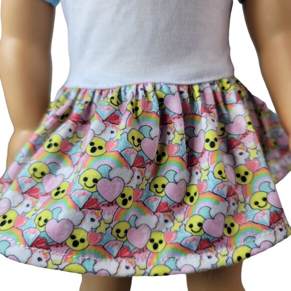 FibreCraft For 18" Doll Dress Emoji Rainbow Heart Short Sleeve Clothes AG OG - Picture 3 of 6